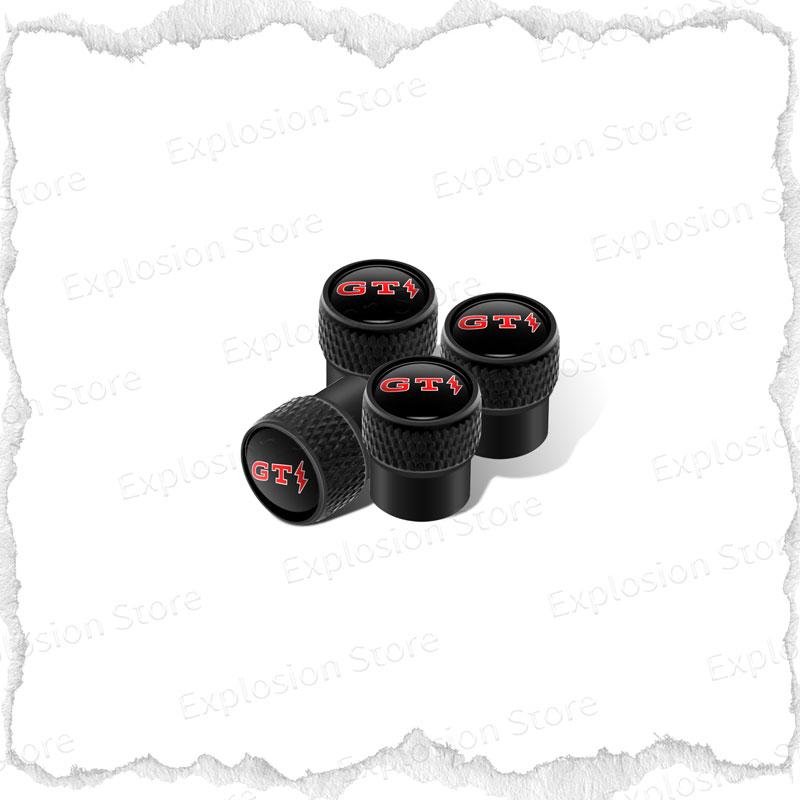 ASN1 4Pcs Car Wheel Tire Valve Stem Caps Tyre Air Cover Lightning Symbol GTI Emblem For Jetta Bora Golf 5 6 7 Polo MK3 MK5 MK6