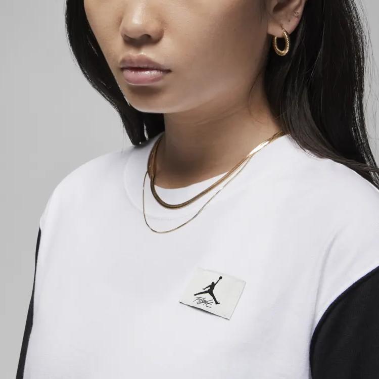 Jordan Colorblock Logo Crop Top T-Shirt Women Tops White DO5039-101