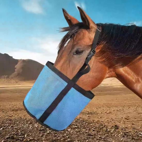 Horse Feed Bag Heavy Duty Mesh Horse Feeder with Adjustable Strap Horse Muzzle Feed Bucket for Feeding Grain Powder Supplements