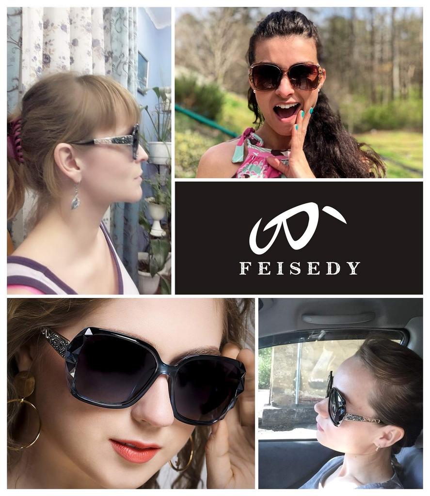 FEISEDY Polarized UV UV400 for B2289 Women's Sunglasses, Protection, Fashionable, Protection, Lightweight, Large, Driving,