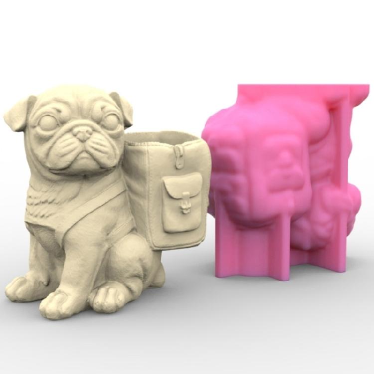 Pug Shaped DIY Vase Mold for Crafting Concrete and Epoxy Candle Holders