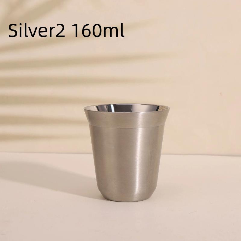 Tazza da Caffè Espresso in Acciaio Inossidabile da 80/160 ml Portatile a Doppio Strato Tazza da Tè per Bevande da Ufficio Mini Tazza da Whisky Vino