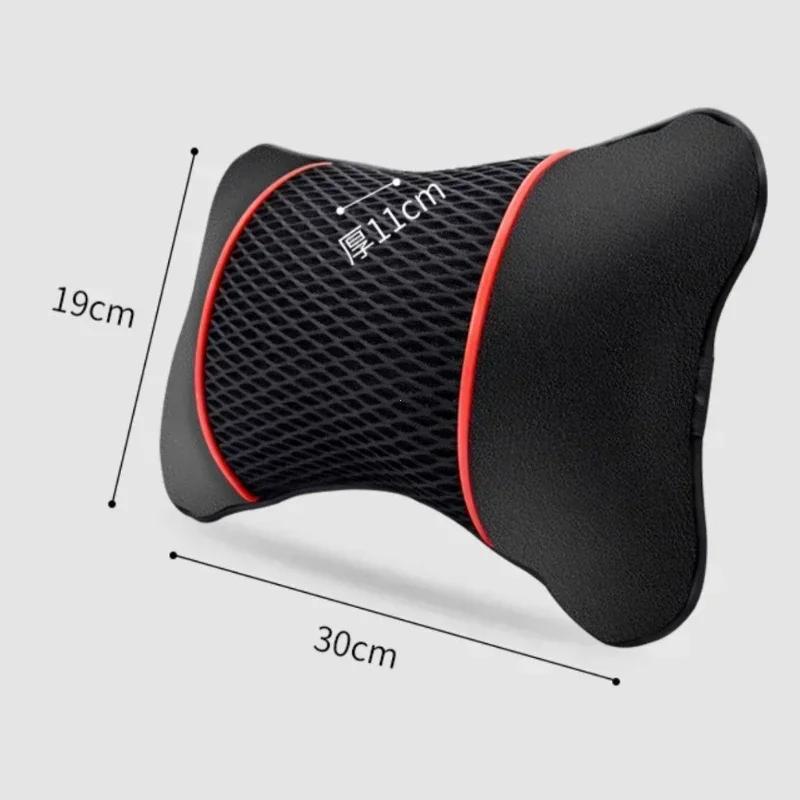 Leather Knitted Car Pillows Headrest Neck Rest Cushion Head Support Seat Accessories Auto Black Safety Pillow Universal Decor