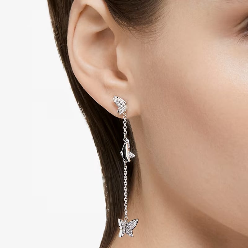 Swarovski Lilia Artificial Crystal, Rhodium Plated Earrings Women's 5636423