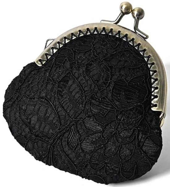 Made In Japan Lace Clasp Coin Black [ENTRAMBI] Purse, Hand-Sewn,