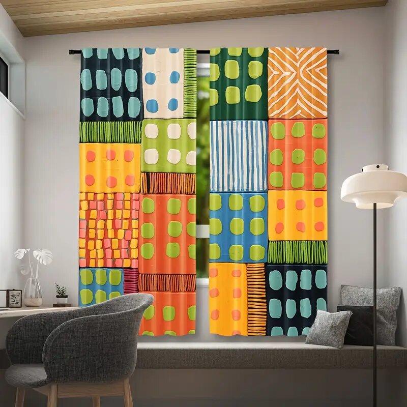 Vivid geometric printed curtains, 42*84 bar bag curtains, bedroom and living room, home decoration, room decoration