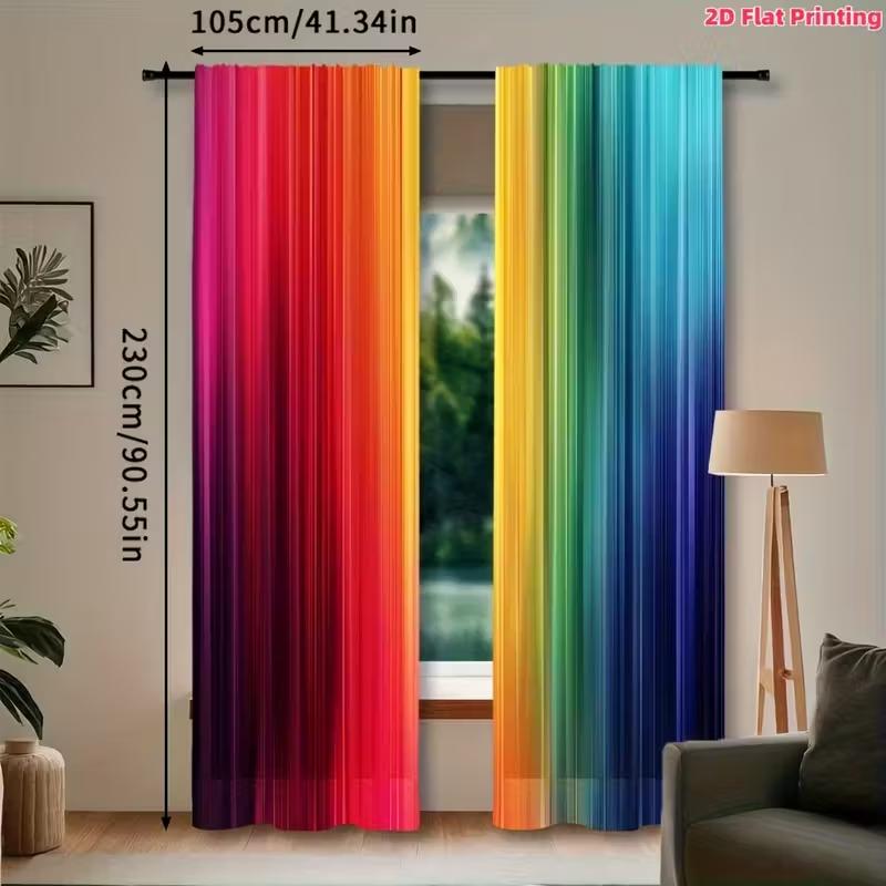 2 Stück lebendige regenbogenfarbene gestreifte Vorhänge, Entwickelt für Verdunkelung, Hochwertiges Material, Geeignet für Kinderzimmer,