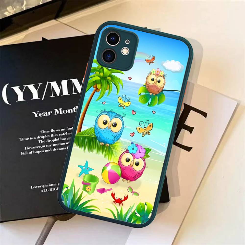 Cartoon Cute Owl For Silicone Matte Phone Case For IPhone 16 Pro Max 15 14 13 12 11 X XS MAX