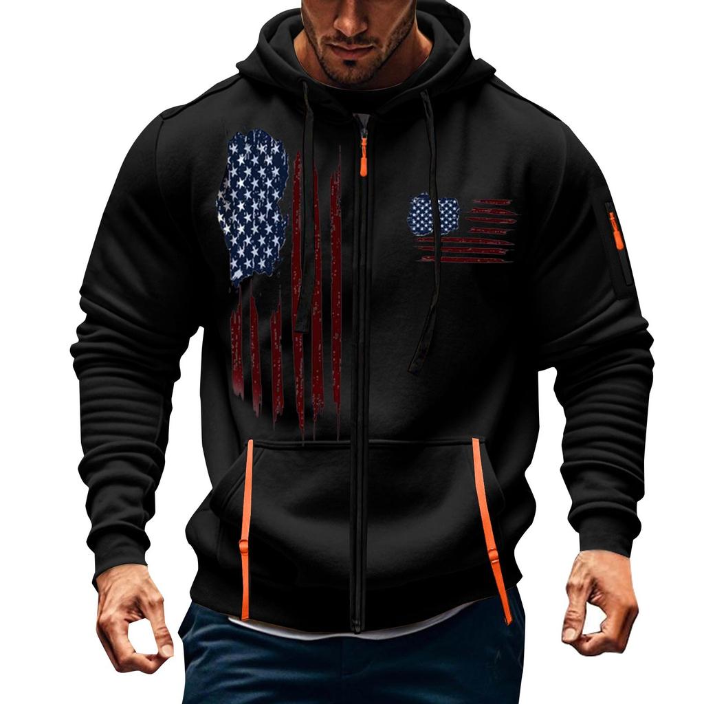Men's Sports Casual Hoodie Hoodie Cardigan Zipper Multi-pocket Hoodie Coat
