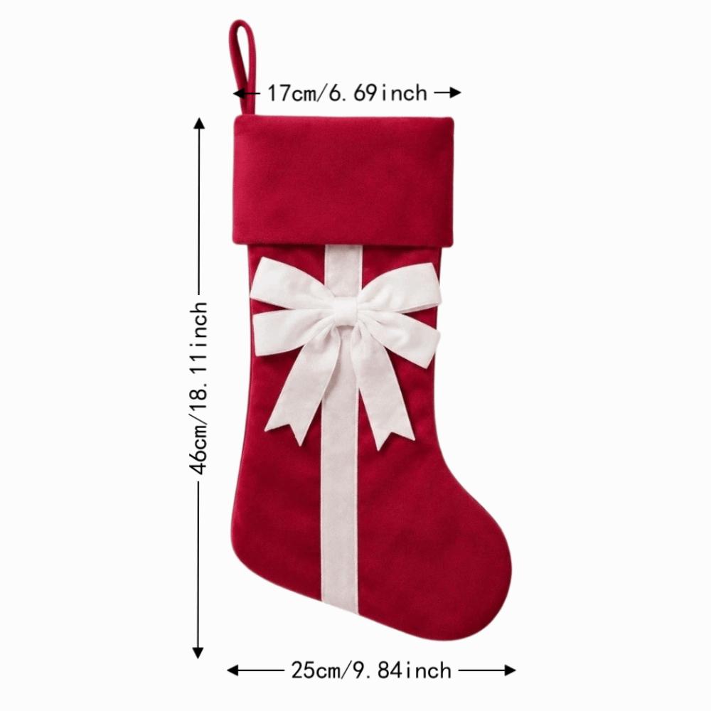 Retro Christmas Gift Bag Lagre Size Xmas Tree Hanging Socks Bow Christmas Stocking Mall