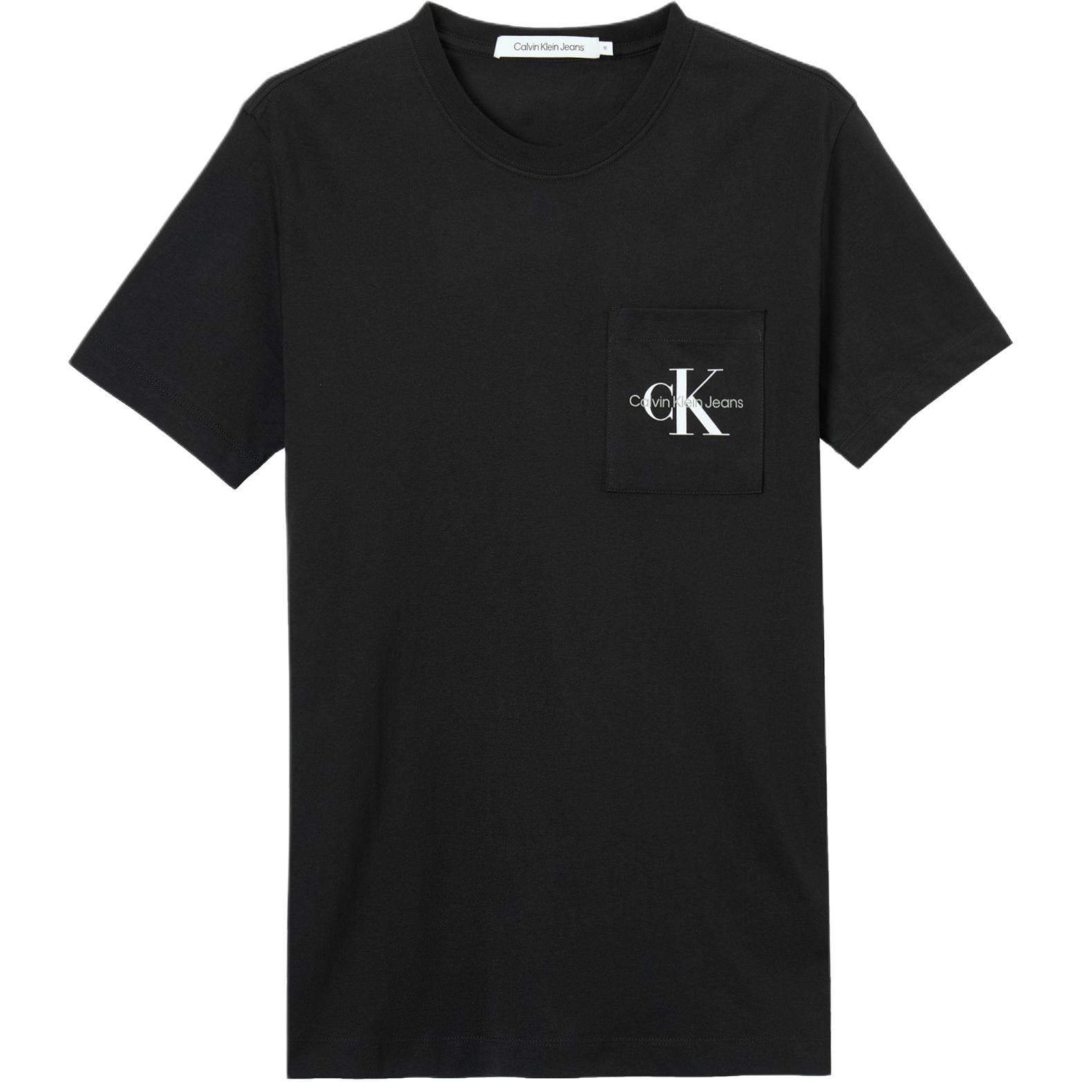 

Calvin Klein Jeans Slim Fit Solid Color Round Neck Short Sleeve T-Shirt With Letter Pocket Men Tops Black J30J320936-BEH L