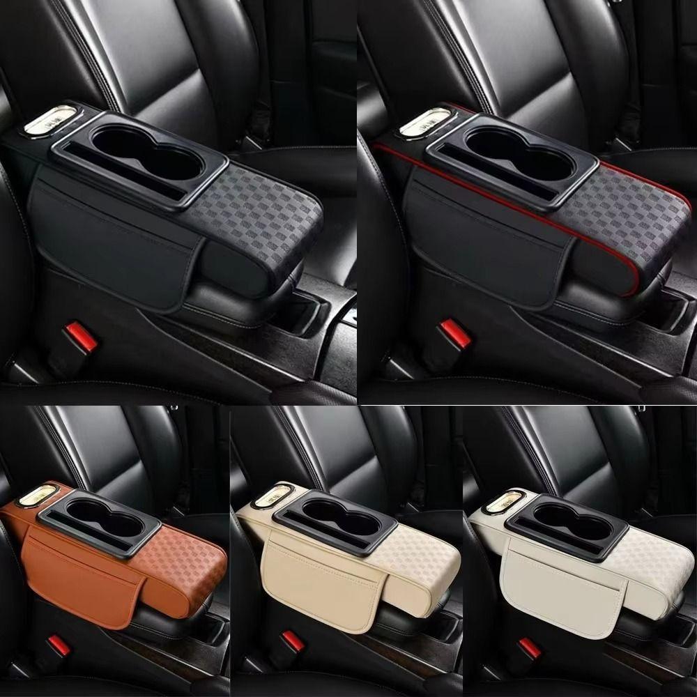 Nappa Leather Center Console Armrest Cushion Arm Rest Heightening Pillow  Auto Interior