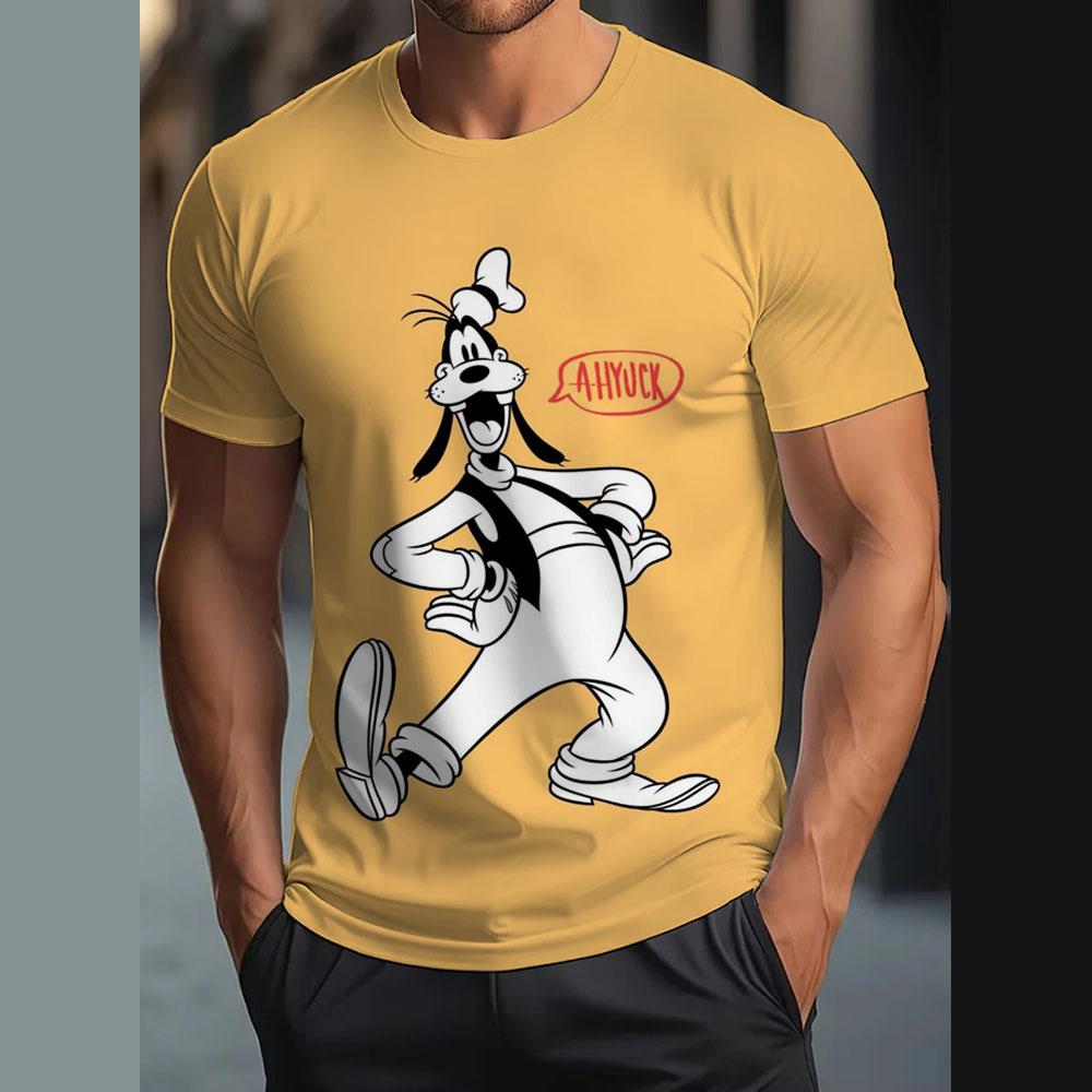Vintage T-Shirt For Men Disney Goofy Fun Print Tee 3D Printing Casual Round Neck Shirt Harajuku Oversized Men's Clothing Tops