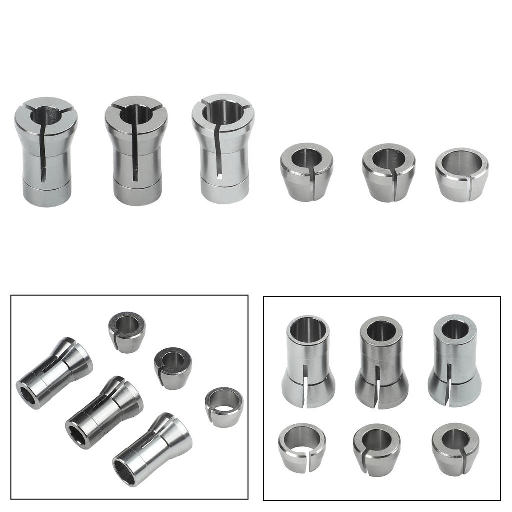 6 Pcs/ Set Trimmer Collet Adapter 6mm 1/4 8mm Router Collet Chuck Clamping Adapter Power Tool Accessories