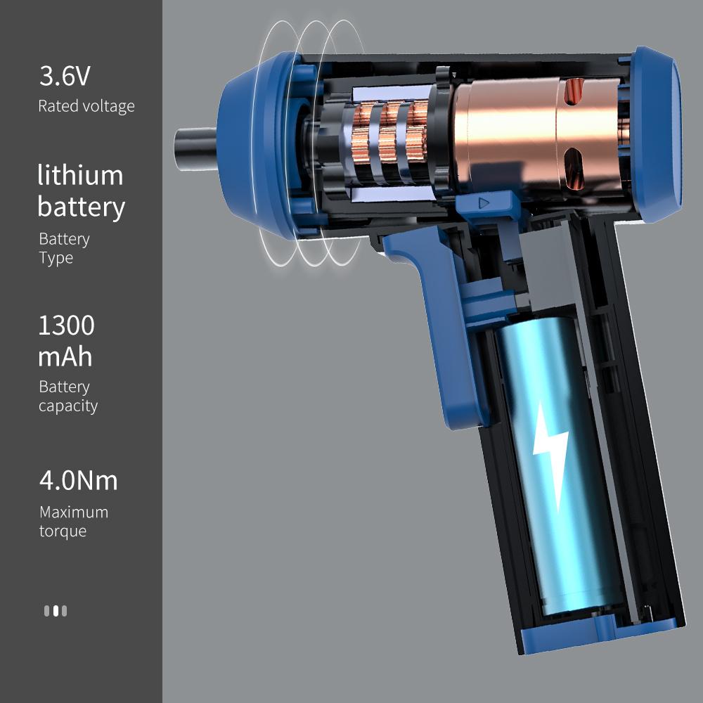 Electric Screwdriver 1300mah Rechargeable Li-ion Battery Screwdriver Set 30pcs S2 Bit 3pcs Hss Drill Electric Drill Set