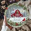 Vintage Red Barn Snowy Tin Metal Sign 8x8 Rustic Winter Farmhouse Wall Art Home Decor Kitchen Bar