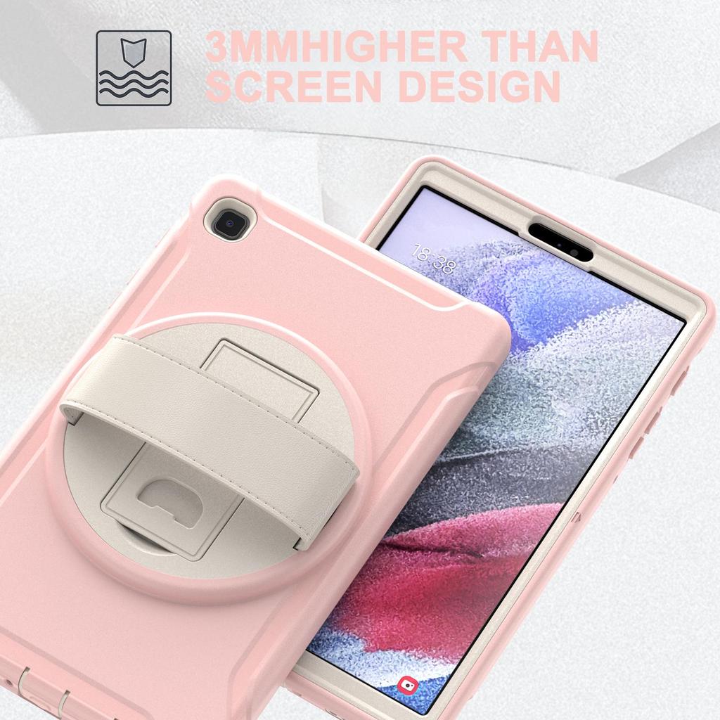 Schutzhülle für Samsung Tab A7 Lite (8,7 Zoll) mit 360° drehbarem Ständer und elastischer Handschlaufe