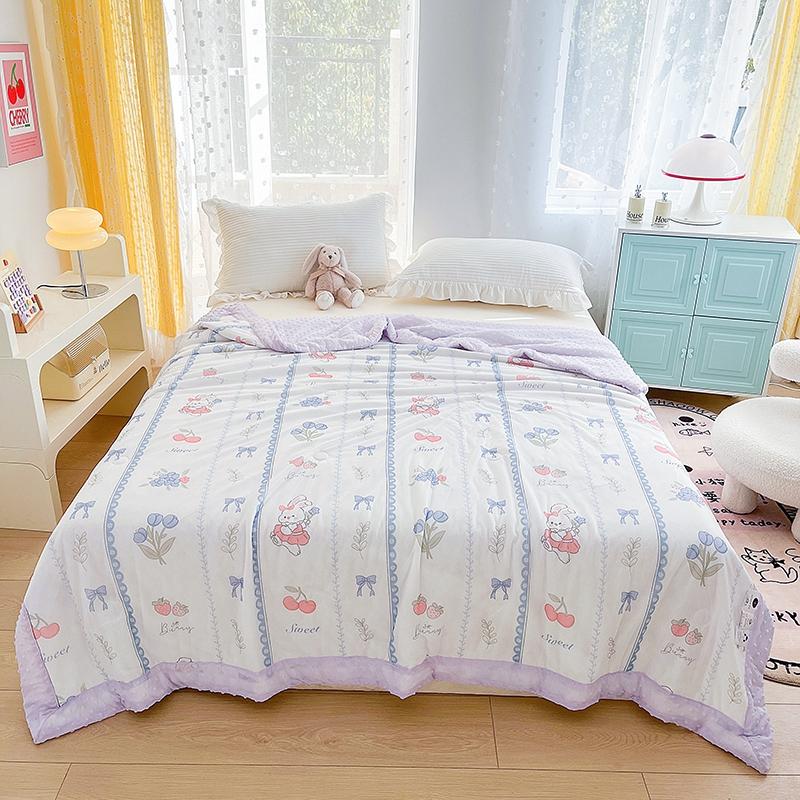 Pink Rose Smooth Air Condition Comforter Lightweight Floral Summer Quilt with Ice Silk Cooling Comforters Four Seasons Universal