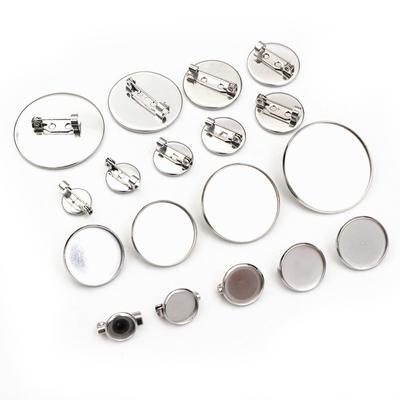 10pcs 8-30mm Inner Size Stainless Steel Material Brooch Style Cabochon Blank Base Cameo Setting Charms Pendant Tray DIY Jewelry