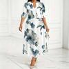 Women Plus Size Two Piece Dress Set V Neck Floral Printed Red Poppy White Midi Dress