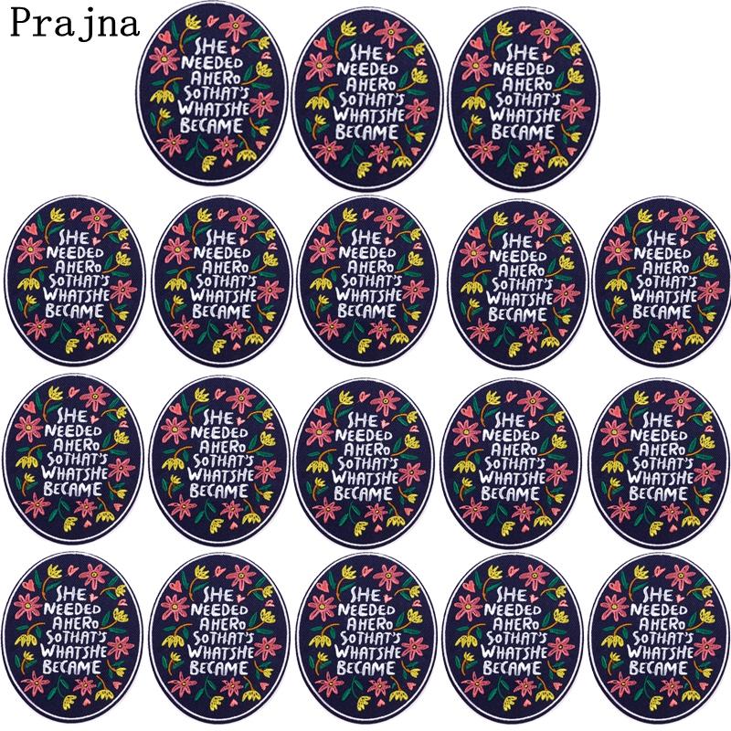 Prajna 10PCS Wholesale Letter Flower Patch Iron On Embroidered Patches For Clothing Cartoon Letter Pathes On Clothes Swing DIY