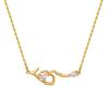 Celebrity-Inspired Gold-Plated Titanium Steel Necklace with Zircon Root-Shaped Pendant