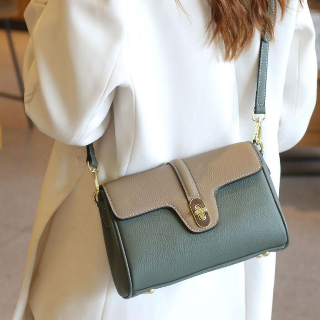 Hovězí kůže Jaro a léto Měkká Kontrastní barva Niche Polštářová taška Populární Módní Ramenní Crossbody Praktická verze Měkká kůže