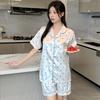 Sweet And Simple Polka Dots Summer Thin Ice Silk Pajamas Women'S Cardigan Short-Sleeved Set High-Value Loungewear