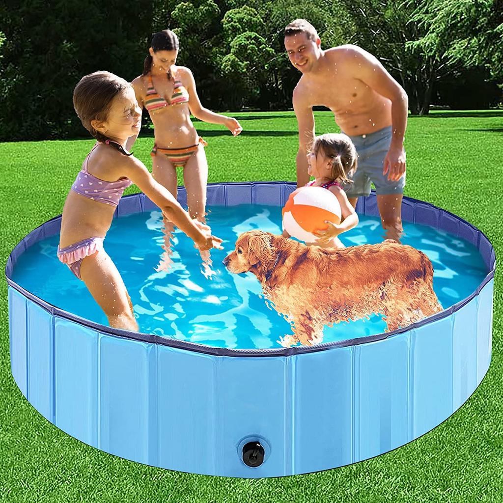 Foldable Pool for Kids and Pets, Garden Pool, Vinyl Pool, No Inflation Required, Playbox Pool, Bath Toy, Shower Pool, Bathtub, Ball Pool with Drain