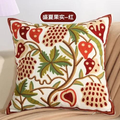 Cotton Ethnic Style Embroidery Pillow Case Car Pillow Cover Sofa Large Cushion Cover 45x45cm Luxury Pillow Case