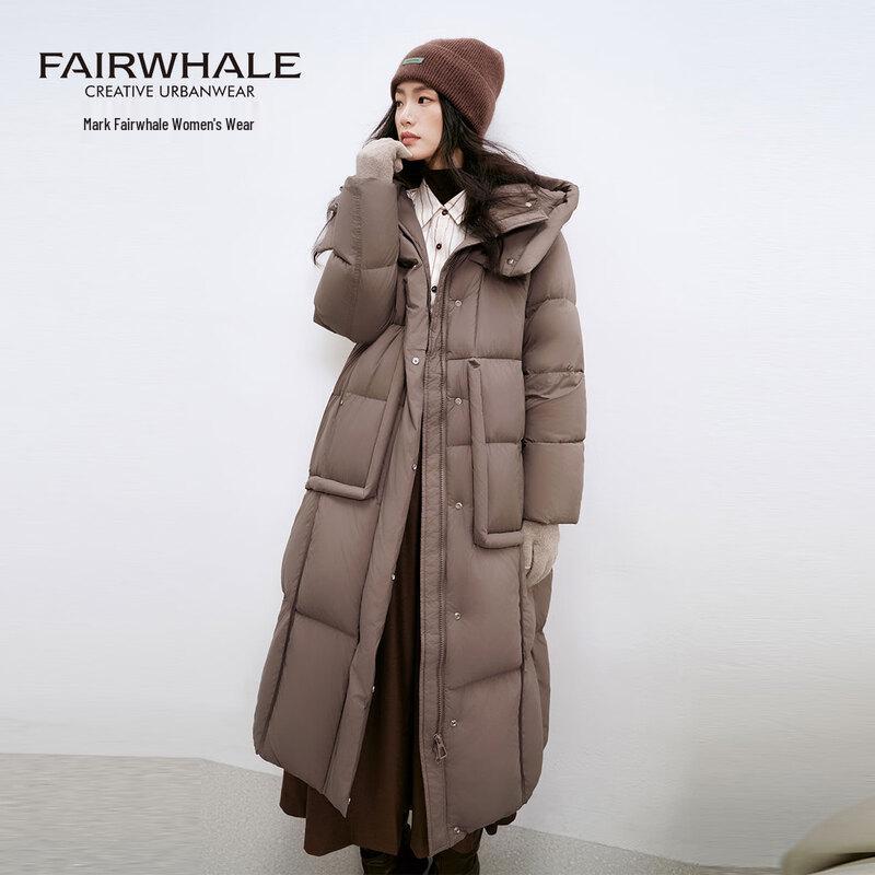 

Mark Fairwhale Women s Hooded Long Over-the-Knee Down Jacket S (80-100 Jin)