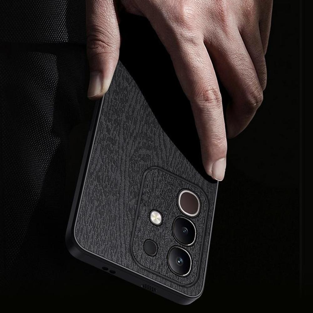 For Vivo iQOO Z10x 5G Case Wood Texture PU Leather Coated PC TPU Phone Cover