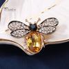 Cute Rhinestones Faux Gem Brooch Pin Bee Shape Suit Lapel Shawl Scarf Badge Wear-resistant Faux Silk Buckle Fashion Accessories