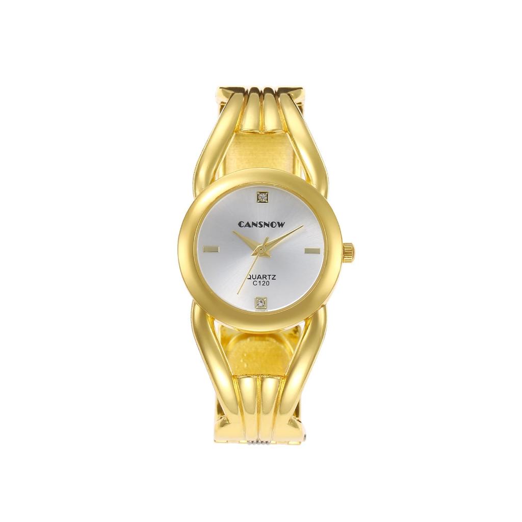 New Luxury Fashion Rhinestone Round Dial Ladies Quartz Bracelet Watch Elegant Female Clock Women's Gold Bangle Wristwatch