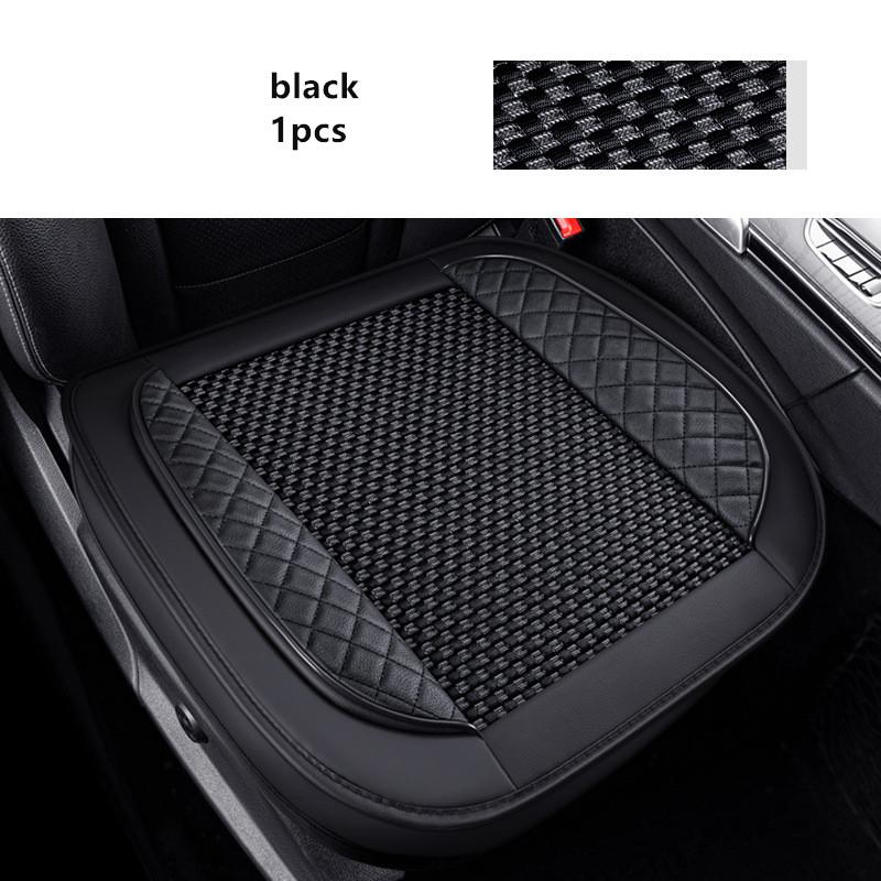 

Ice Silk +PU Car Seat Cover Universal Seat Protection Cushion For Prado 120 Kia Rio 4 Mitsubishi Lancer Skoda Octavia 2 MG HS Black front 1