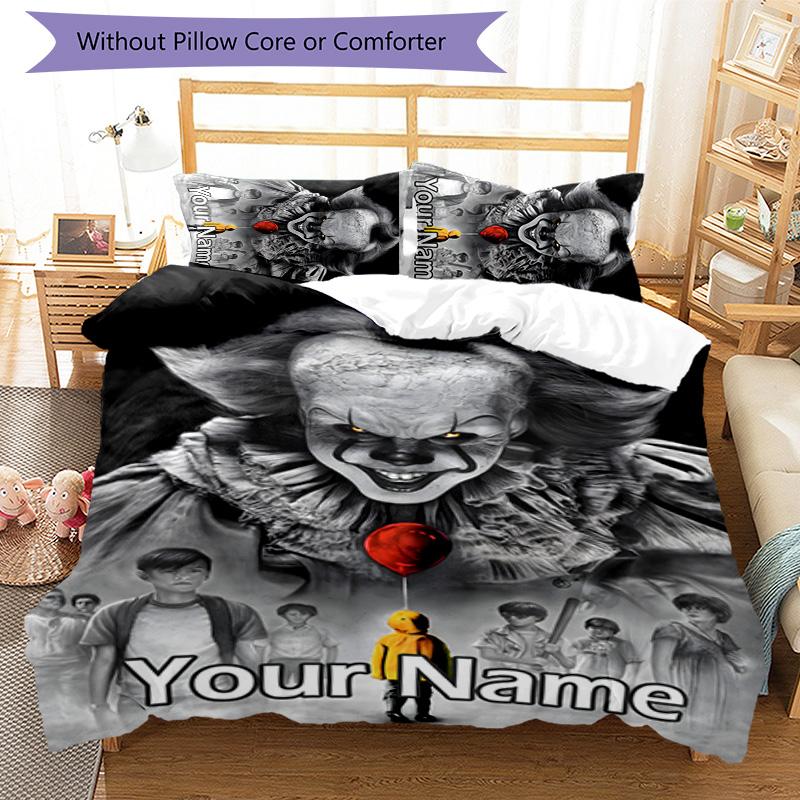 3pcs Pennywise2 Cover Set - Personalized Name, HD Printed Bedding with 1 Cover and 2 Pillowcases - Perfect for Home Decor, Easy Care