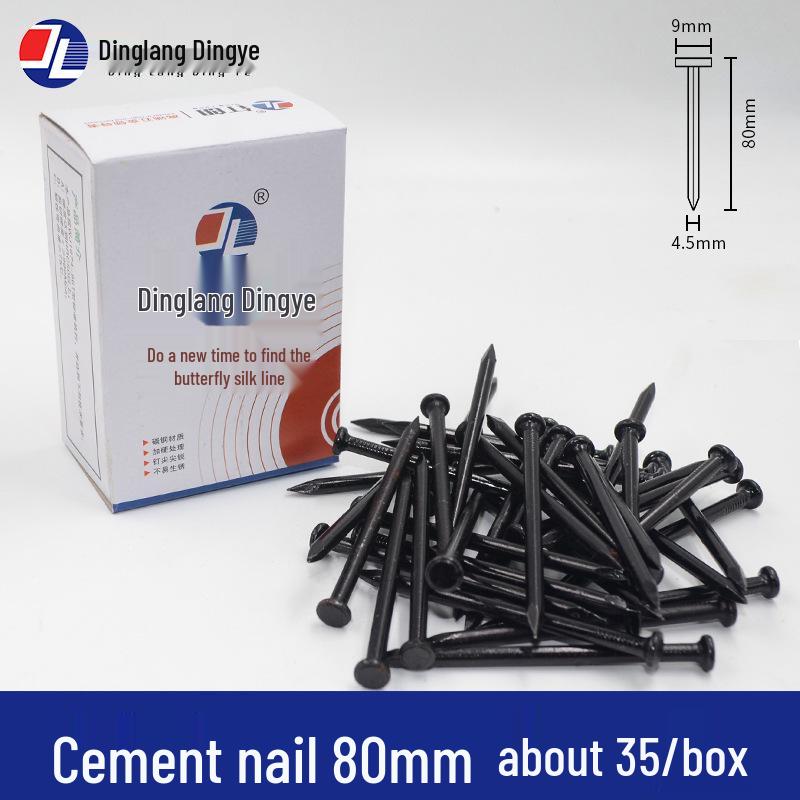 High-Strength Black Steel Nails for Concrete, Picture Hanging & Advertising
