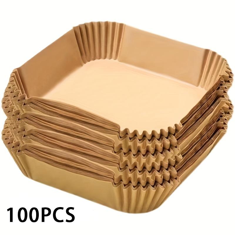100pcs, Square Disposable Air Fryer Liners (9in), Paper Air Fryer Liner Pots, Paper Basket Bowls, Baking Trays, Oven Acces
