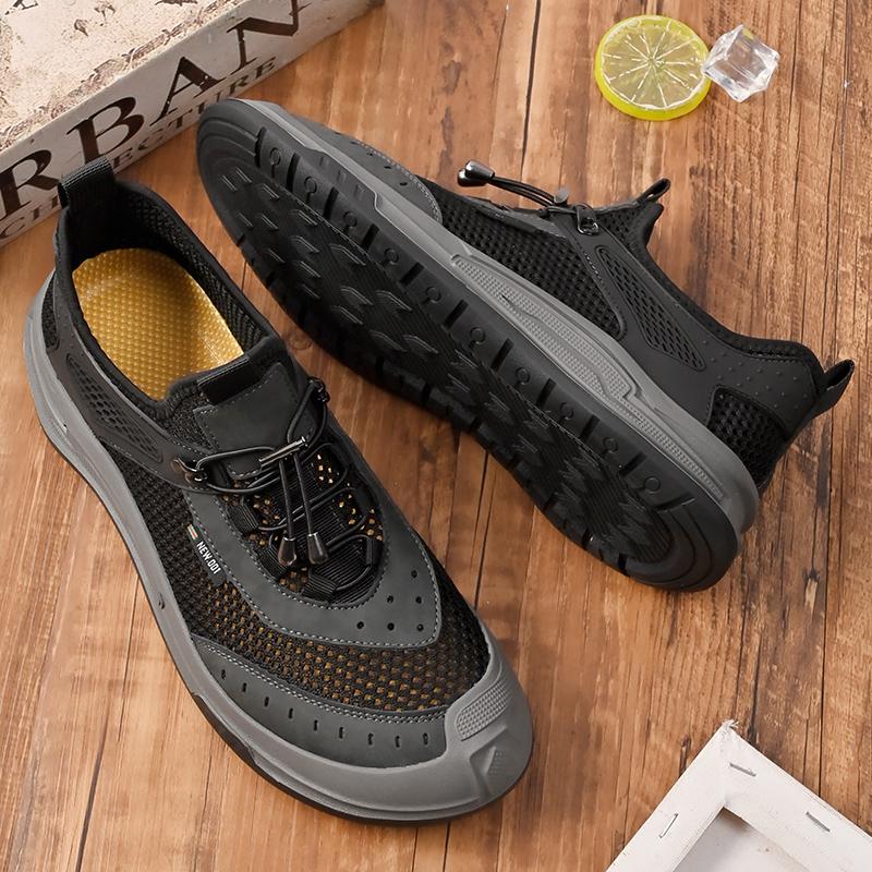 New Arrival Men's Mesh Shoes Lac-up Casual Shoes Outdoor Male Sneakers Breathable Hollow Out Flats Lightweight Sports Footwear