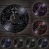 Schädel-Kopf-Vinyl-Schallplatten-Wanduhr im Alter von Skelett-Kopf-Wanduhr, Skelett-Vampir-Männer, Halloween-Dekor, Wandbehang-Uhr