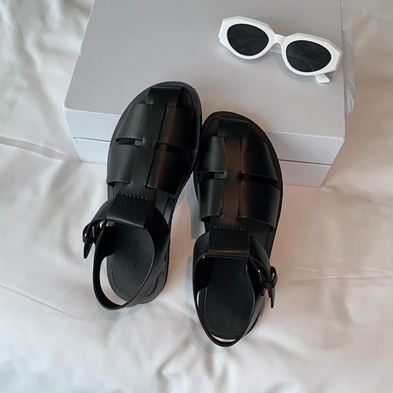 

Grape mother summer new fashionable round head bottom wide surface breathable adjustable sandals bag head pig cage shoes women 40