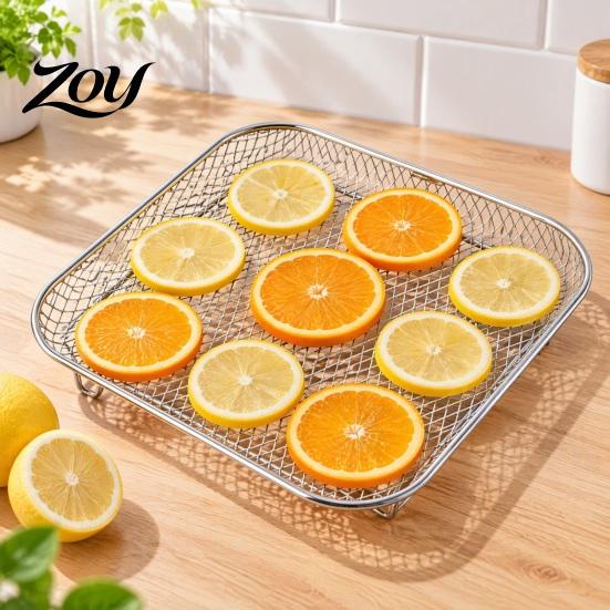 Space Saving Kitchen Gadgets Stackable Air Fryer Rack, 304 Stainless Steel Multi-Layer Grill Stand with Fine High Temperature Resistant Racks Mesh, 3