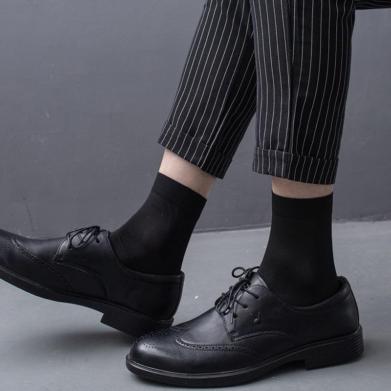 10 Pairs of Summer Men's Thin Business Sweat-absorbent Medium Spaghetti Socks Pair of Socks Mercerised Cotton Socks for Men