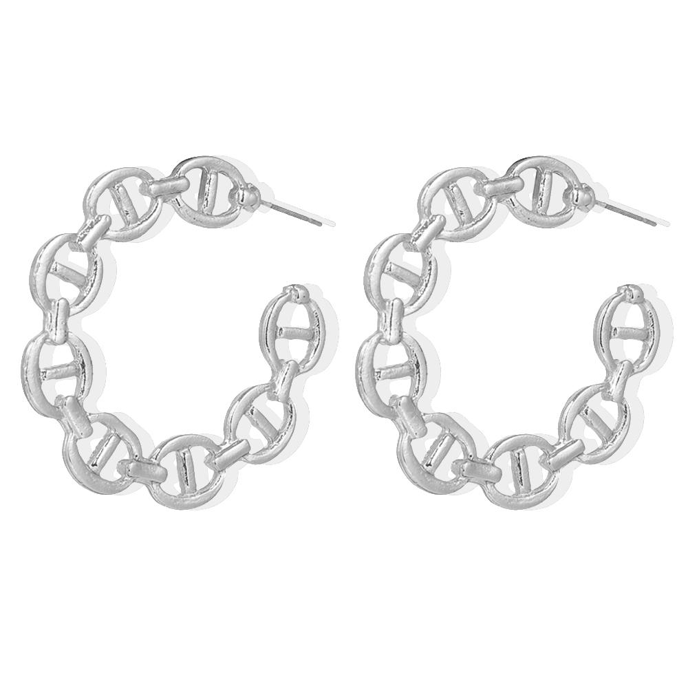 2024 Simple and Creative Retro Exaggerated Hollow Chain C-shaped Earrings Female Personality Geometric Girl Earrings