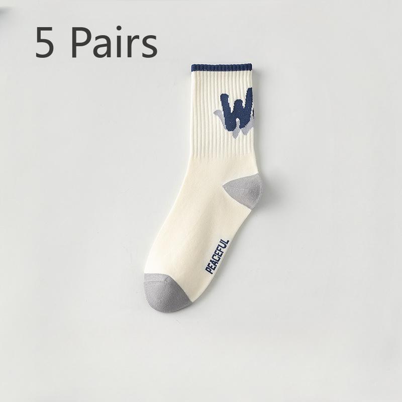 5 Pairs of Boys Spring and Summer New Pure Cotton Anti Odor Anti Beri Youth Sports Running Tube Socks