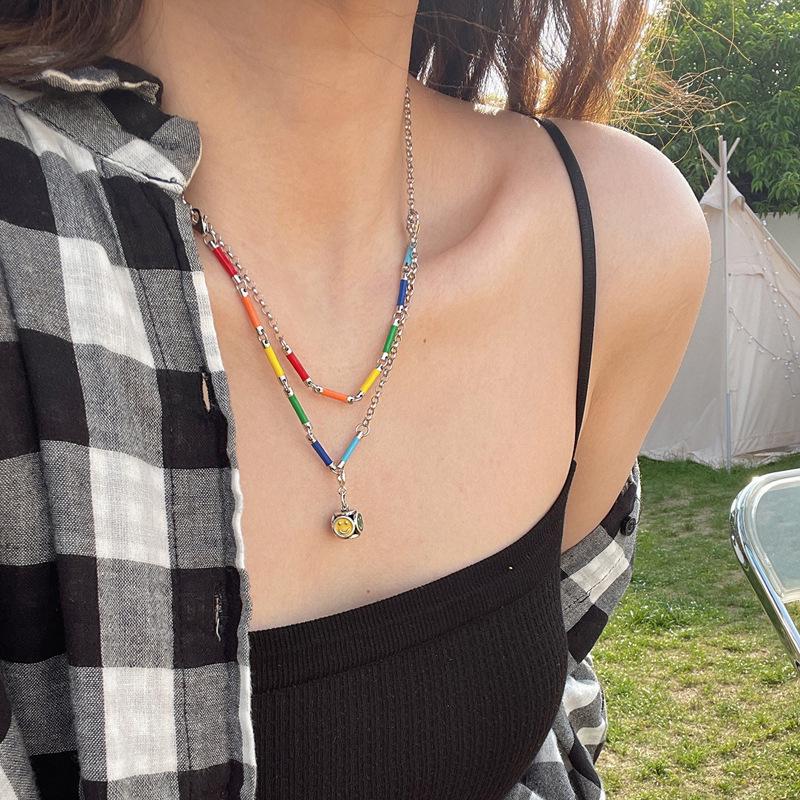 Artistic Personalized Rainbow Pendant Necklace - Women's Fashionable New Style Clavicle Chain