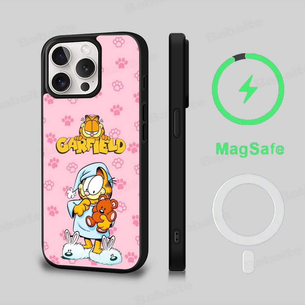 Classic Vintage Anime G-garfields Cat Phone Case Magnetic Case For IPhone 16 14 13 15 Pro For Magsafe Wireless Charge Cover