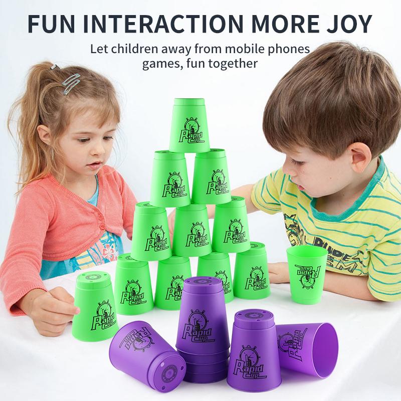 Cztery Kolory Szybkie Kubeczki do Układania Gra Speed Cup Stacking, Zabawka Sportowa Treningowa na Szybką Reakcję dla Dzieci