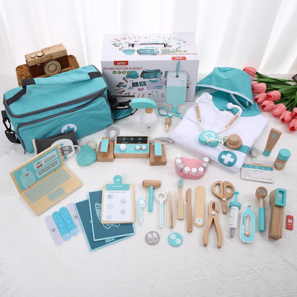 Wooden Toy For Children Games Simulation Role Toy Pretend Play Doctor Children's Toy Girl Medical Simulation Toys Playsets Set