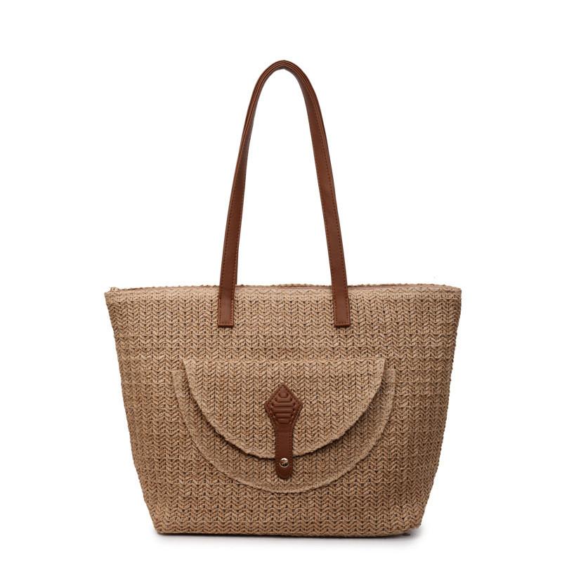 Minimalist Woven Straw Bag For Summer Beach Vacation With Large Capacity For Women
